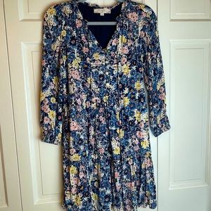Beautiful Floral Ann Taylor LOFT Long Sleeve A-Line Dress | Size XS Petite